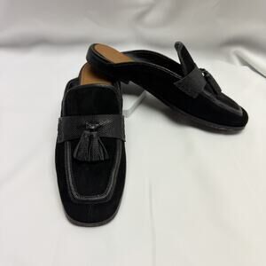 Donald Pliner Bryant Loafers Black Suede Tassel Mule Slip On 11 M